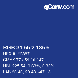 カラーコード: RGB 31 56.2 135.6 | qconv.com