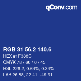 カラーコード: RGB 31 56.2 140.6 | qconv.com