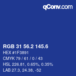カラーコード: RGB 31 56.2 145.6 | qconv.com