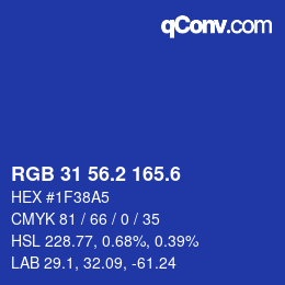 カラーコード: RGB 31 56.2 165.6 | qconv.com