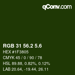 カラーコード: RGB 31 56.2 5.6 | qconv.com