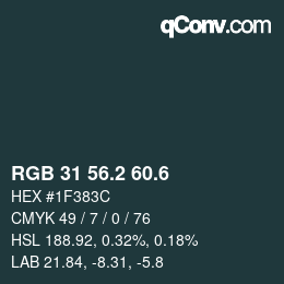 カラーコード: RGB 31 56.2 60.6 | qconv.com