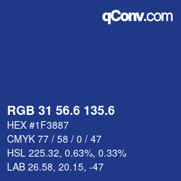 カラーコード: RGB 31 56.6 135.6 | qconv.com