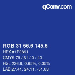 カラーコード: RGB 31 56.6 145.6 | qconv.com