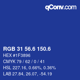 カラーコード: RGB 31 56.6 150.6 | qconv.com