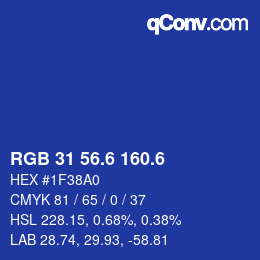 カラーコード: RGB 31 56.6 160.6 | qconv.com