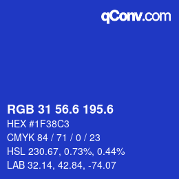 カラーコード: RGB 31 56.6 195.6 | qconv.com