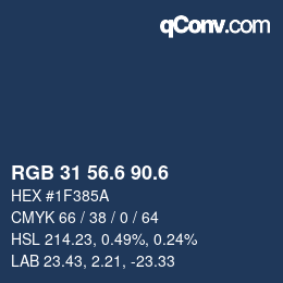 カラーコード: RGB 31 56.6 90.6 | qconv.com
