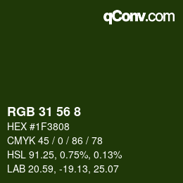 カラーコード: RGB 31 56 8 | qconv.com