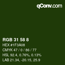 Color code: RGB 31 58 8 | qconv.com