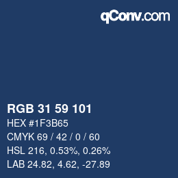 Color code: RGB 31 59 101 | qconv.com
