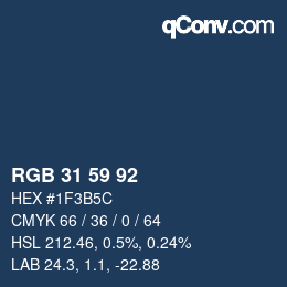 Color code: RGB 31 59 92 | qconv.com
