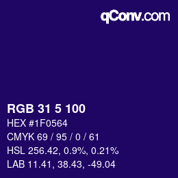 Color code: RGB 31 5 100 | qconv.com