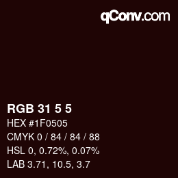 カラーコード: RGB 31 5 5 | qconv.com
