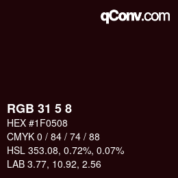 颜色代码: RGB 31 5 8 | qconv.com