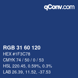 カラーコード: RGB 31 60 120 | qconv.com