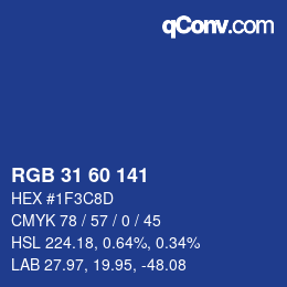 カラーコード: RGB 31 60 141 | qconv.com