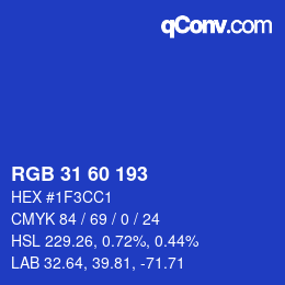 颜色代码: RGB 31 60 193 | qconv.com