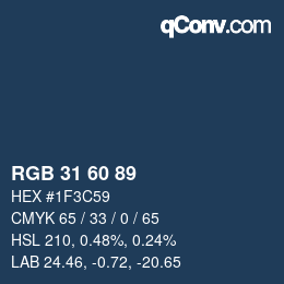 カラーコード: RGB 31 60 89 | qconv.com