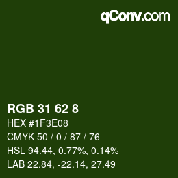 Color code: RGB 31 62 8 | qconv.com