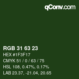 カラーコード: RGB 31 63 23 | qconv.com