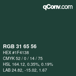 カラーコード: RGB 31 65 56 | qconv.com
