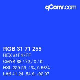 Color code: RGB 31 71 255 | qconv.com
