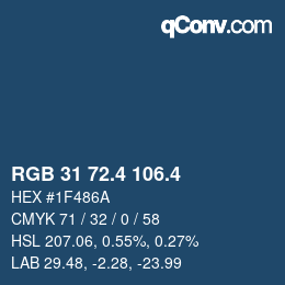 カラーコード: RGB 31 72.4 106.4 | qconv.com
