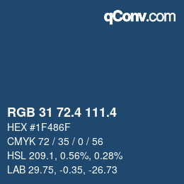 カラーコード: RGB 31 72.4 111.4 | qconv.com