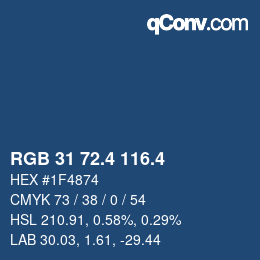 カラーコード: RGB 31 72.4 116.4 | qconv.com