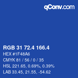 カラーコード: RGB 31 72.4 166.4 | qconv.com