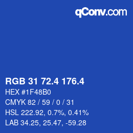 カラーコード: RGB 31 72.4 176.4 | qconv.com