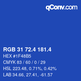 カラーコード: RGB 31 72.4 181.4 | qconv.com
