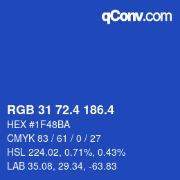 カラーコード: RGB 31 72.4 186.4 | qconv.com