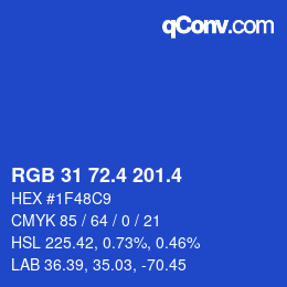 カラーコード: RGB 31 72.4 201.4 | qconv.com