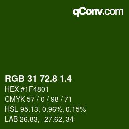 カラーコード: RGB 31 72.8 1.4 | qconv.com