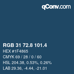カラーコード: RGB 31 72.8 101.4 | qconv.com