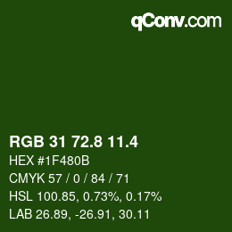 カラーコード: RGB 31 72.8 11.4 | qconv.com