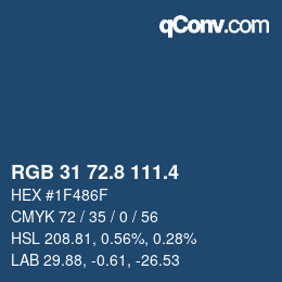 カラーコード: RGB 31 72.8 111.4 | qconv.com