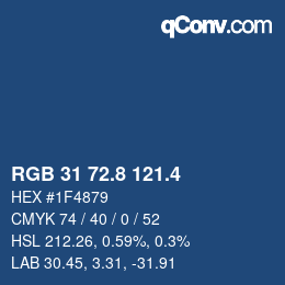 カラーコード: RGB 31 72.8 121.4 | qconv.com