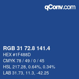 カラーコード: RGB 31 72.8 141.4 | qconv.com