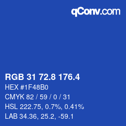 カラーコード: RGB 31 72.8 176.4 | qconv.com