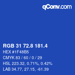 カラーコード: RGB 31 72.8 181.4 | qconv.com