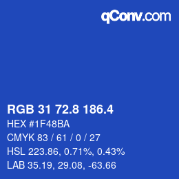 カラーコード: RGB 31 72.8 186.4 | qconv.com