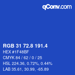 カラーコード: RGB 31 72.8 191.4 | qconv.com