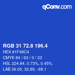 カラーコード: RGB 31 72.8 196.4 | qconv.com