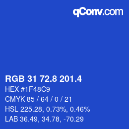 カラーコード: RGB 31 72.8 201.4 | qconv.com