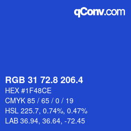 カラーコード: RGB 31 72.8 206.4 | qconv.com
