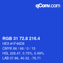 カラーコード: RGB 31 72.8 216.4 | qconv.com