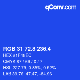 カラーコード: RGB 31 72.8 236.4 | qconv.com